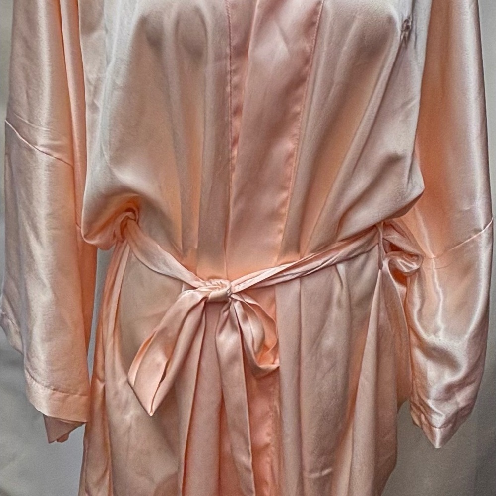 Vintage Calvin Klein Peach Colored Silky Satin One Size Robe Made in USA